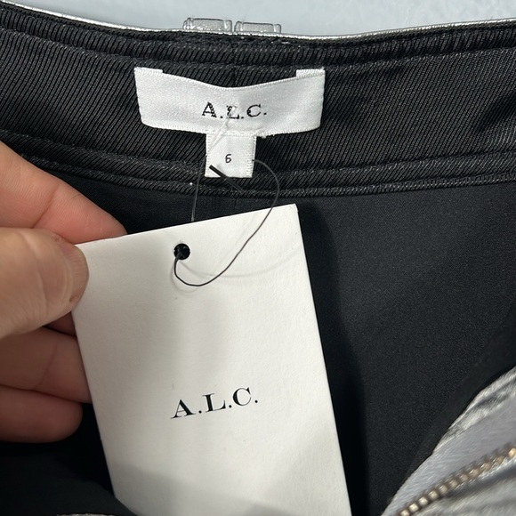 A.L.C.Alden Vegan Leather Midi Pencil Skirt Silver Metallic size 6 - Picture 12 of 17